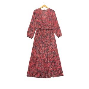 Anthropologie Boemo Maxi Dress Sz M Paisley Tiered Smocked Festival Gypsy *FLAW